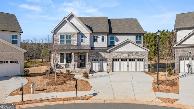 craftsman house with a garage