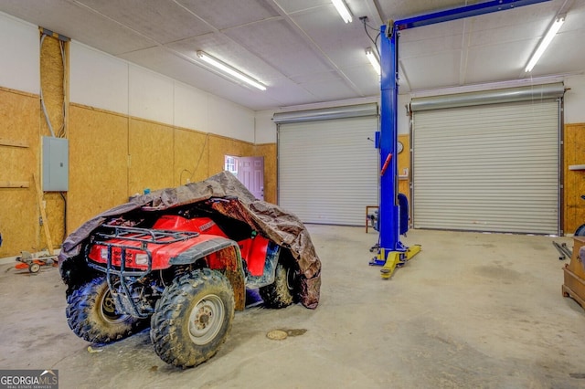 garage with electric panel