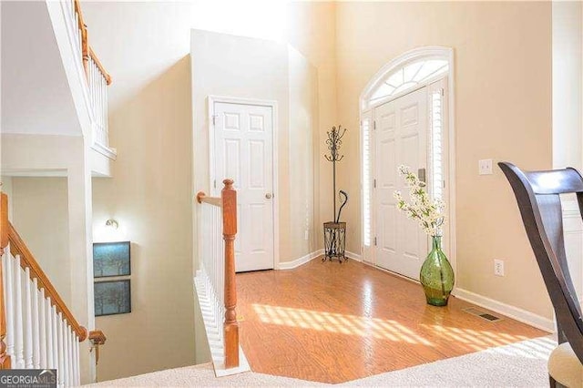 foyer entrance featuring wood-type flooring