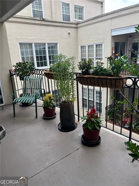 balcony with a patio area