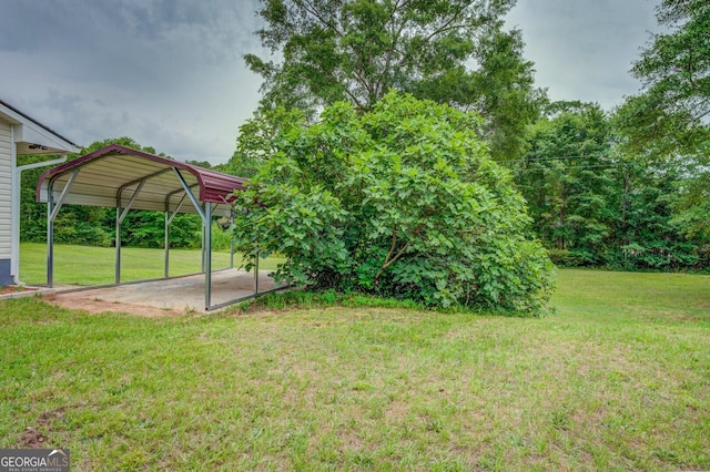 view of yard with a carport