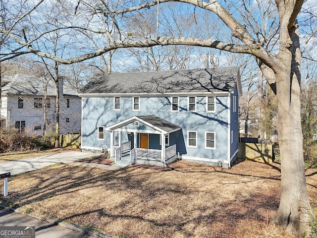 colonial inspired home with a porch