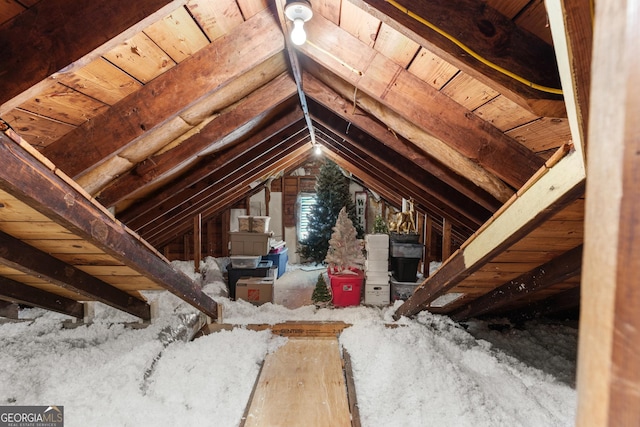 view of unfinished attic