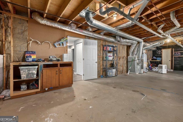 basement with gas water heater