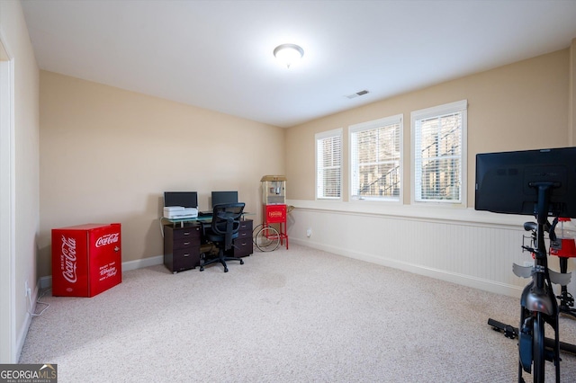 home office featuring carpet floors