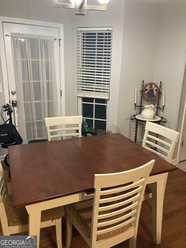 dining room with wood-type flooring