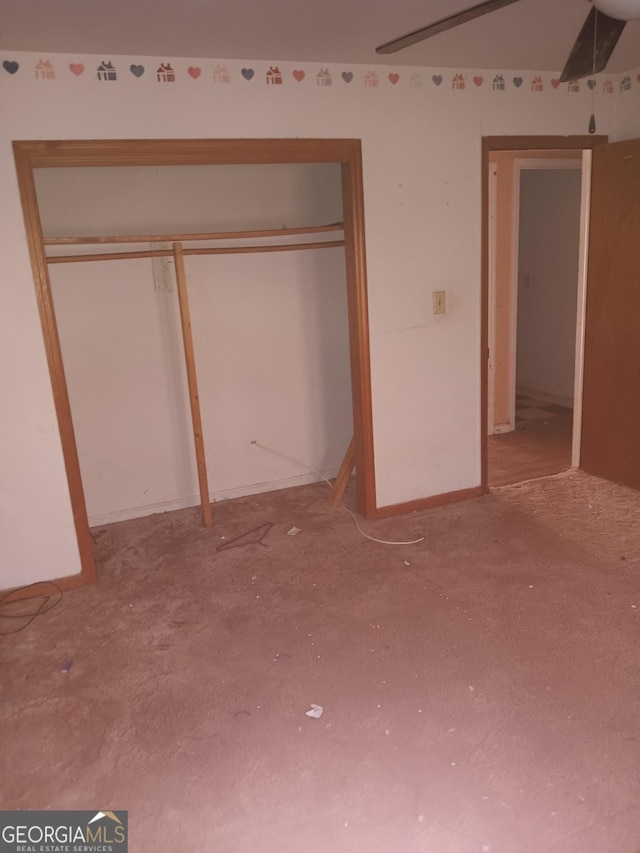 unfurnished bedroom with a closet