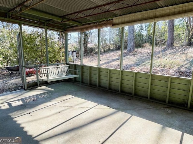 view of unfurnished sunroom