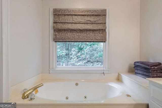 bathroom featuring a bathing tub and vanity