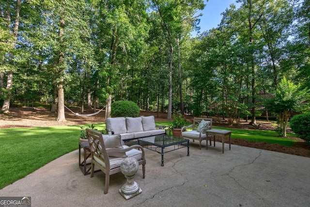 view of patio with an outdoor living space