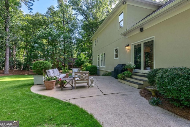 view of patio / terrace featuring a grill