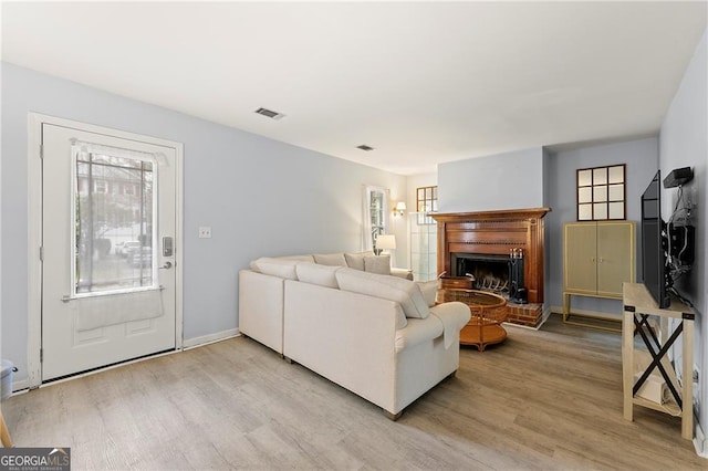 living room featuring light hardwood / wood-style floors