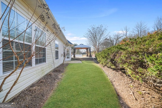 view of yard with a gazebo