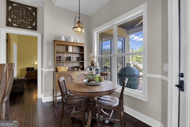 dining space featuring dark hardwood / wood-style flooring