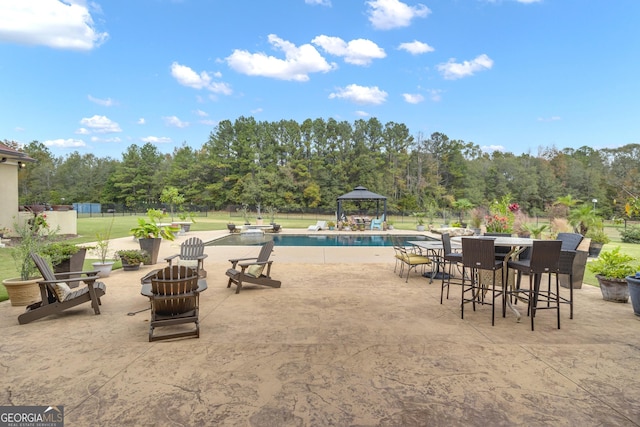 view of patio / terrace featuring a gazebo