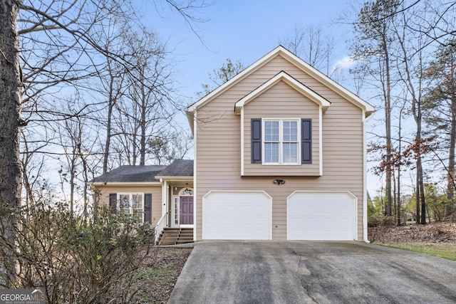 view of front of house with a garage