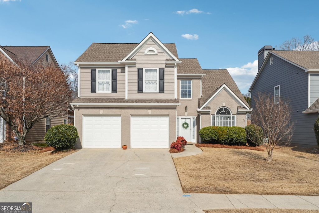 front facade with a garage