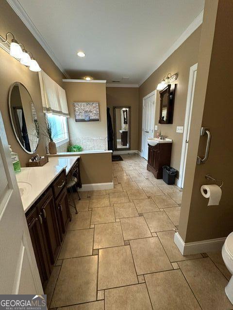 carpeted bedroom with multiple windows, crown molding, and a raised ceiling