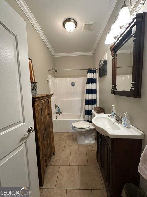 hallway with crown molding and light carpet