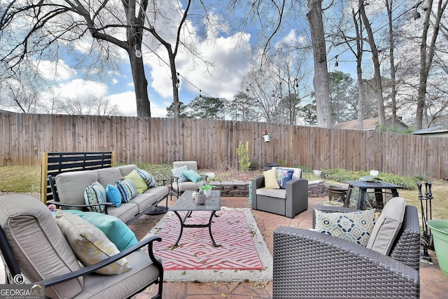 view of patio / terrace featuring an outdoor hangout area