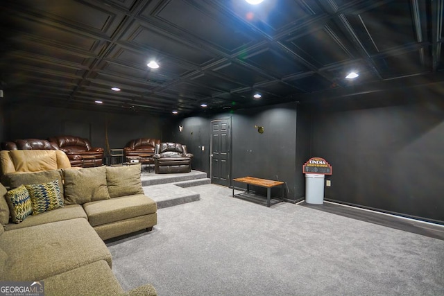 view of carpeted home theater