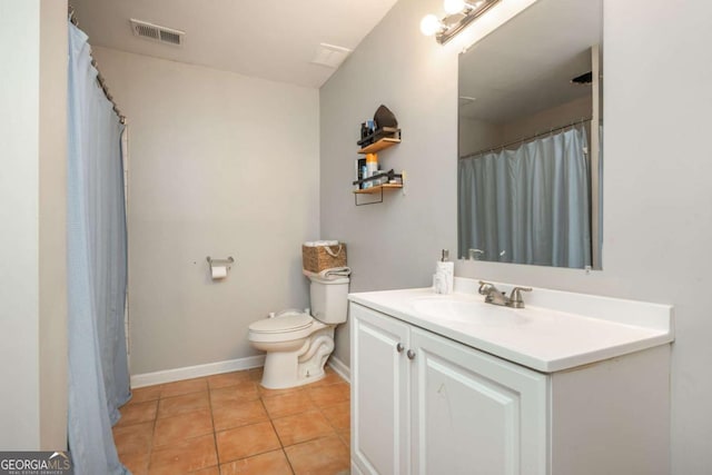 bathroom with tile patterned flooring, vanity, and toilet