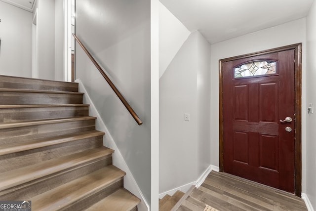 foyer with light wood-type flooring