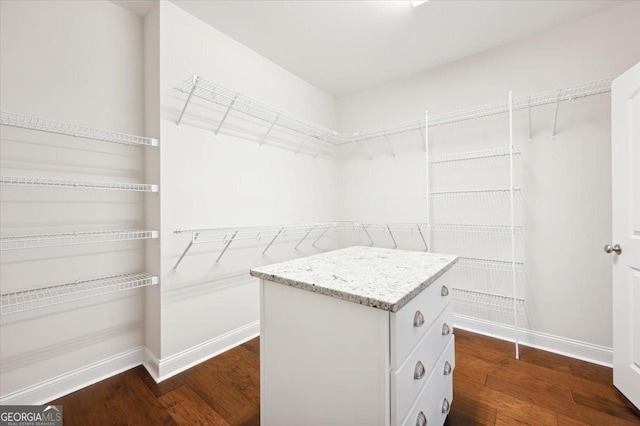 walk in closet featuring dark hardwood / wood-style floors