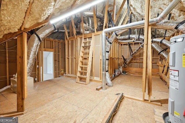 basement featuring water heater