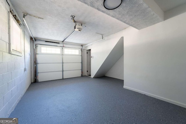 garage with a garage door opener