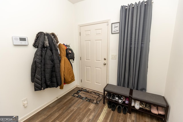 mudroom featuring dark hardwood / wood-style flooring