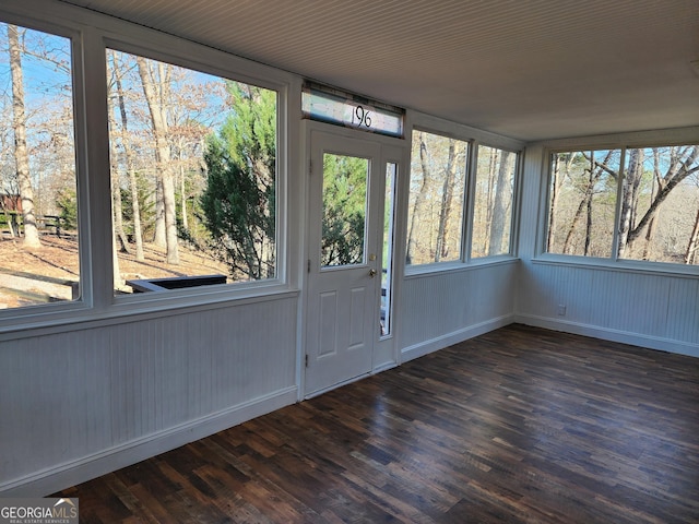 view of unfurnished sunroom