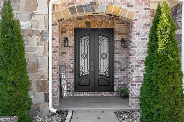 property entrance with french doors