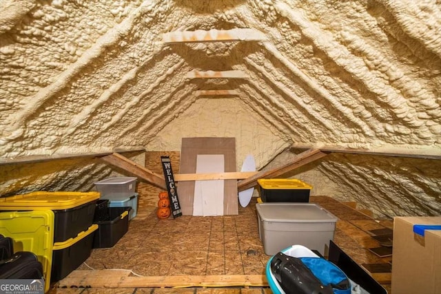 view of unfinished attic