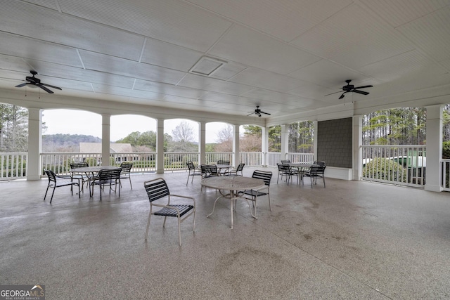 view of patio / terrace featuring ceiling fan