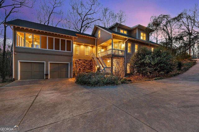 view of front of home with a garage