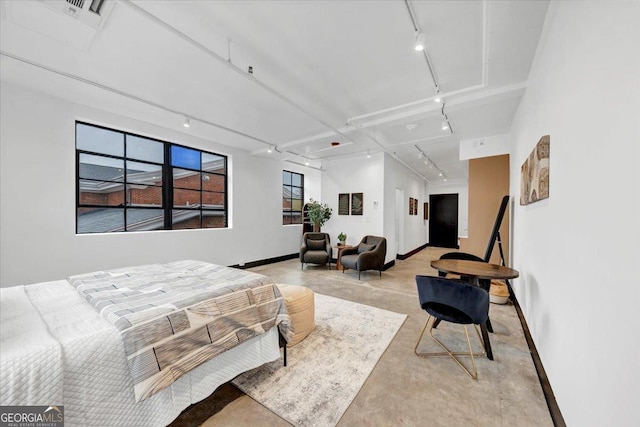 bedroom with rail lighting