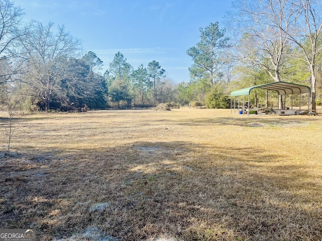 view of yard featuring a carport