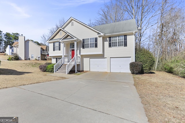 bi-level home featuring a garage