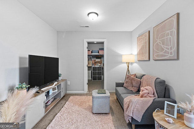 living room featuring carpet