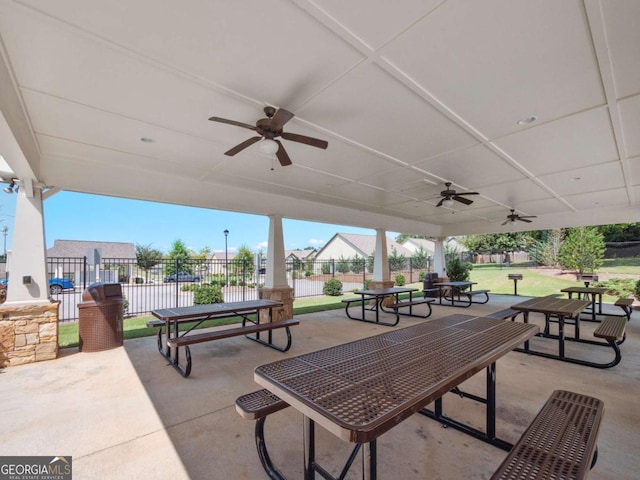 view of patio / terrace featuring ceiling fan
