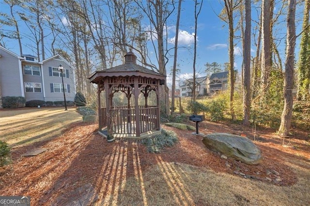 exterior space featuring a gazebo