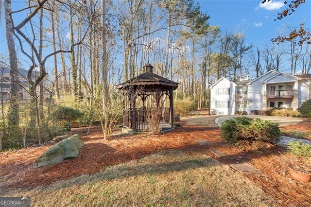 view of yard with a gazebo