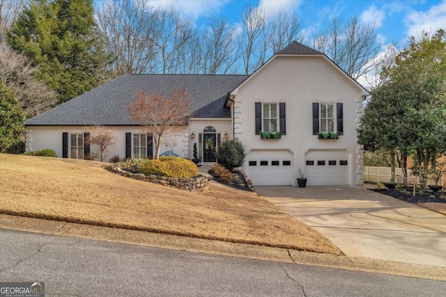 view of front of house with a garage