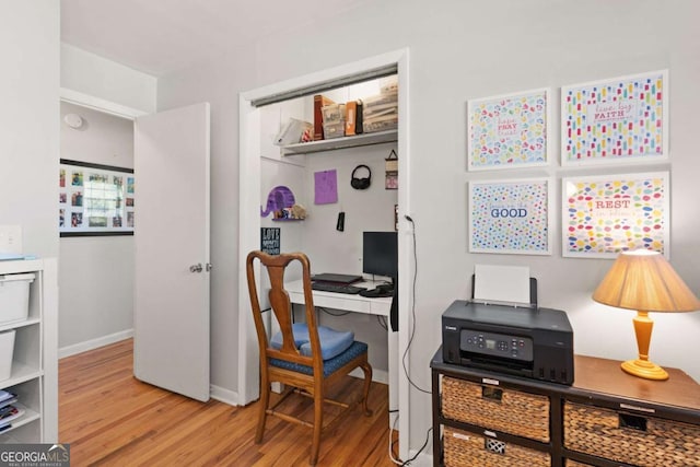 office area featuring light hardwood / wood-style floors