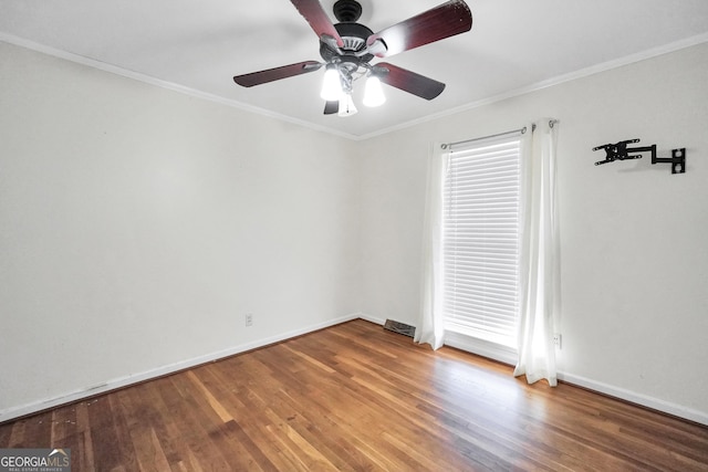 105 Skyline Dr, Barnesville, GA 30204 - unfurnished room featuring ceiling fan, crown molding, baseboards, and wood finished floors