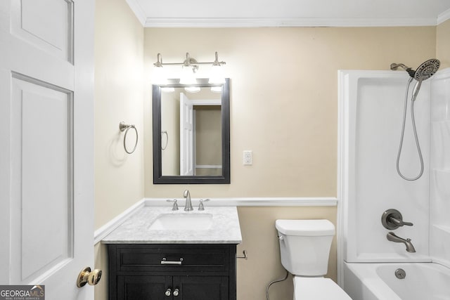 105 Skyline Dr, Barnesville, GA 30204 - full bath with toilet, shower / tub combination, ornamental molding, and vanity