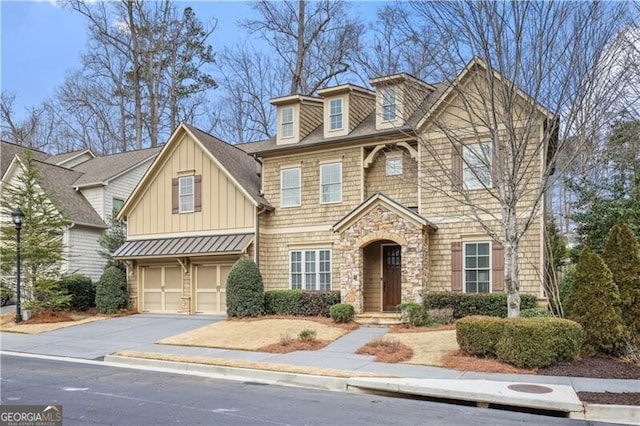 view of front of house with a garage