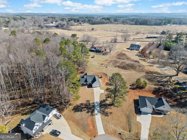 drone / aerial view with a rural view