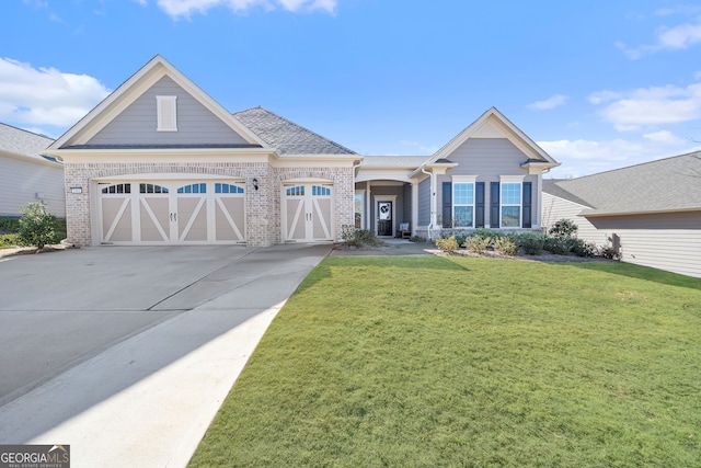 view of front of house featuring a garage and a front yard